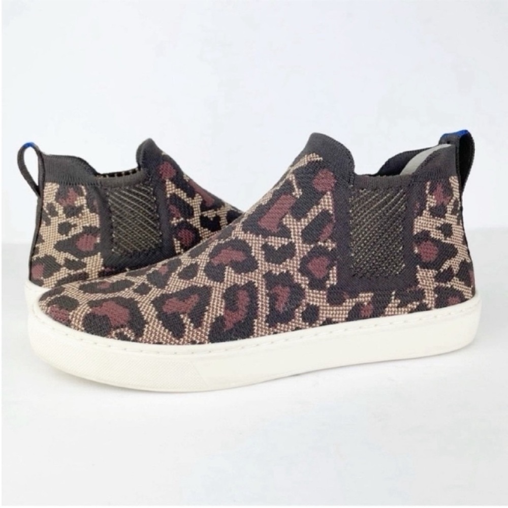 Rothy’s Chelsea Wildcat Cheetah Mob Boss Wife High Top Slip On Sneaker EUC